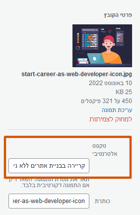 הוספת תגית ALT לתמונה בוורדפרס