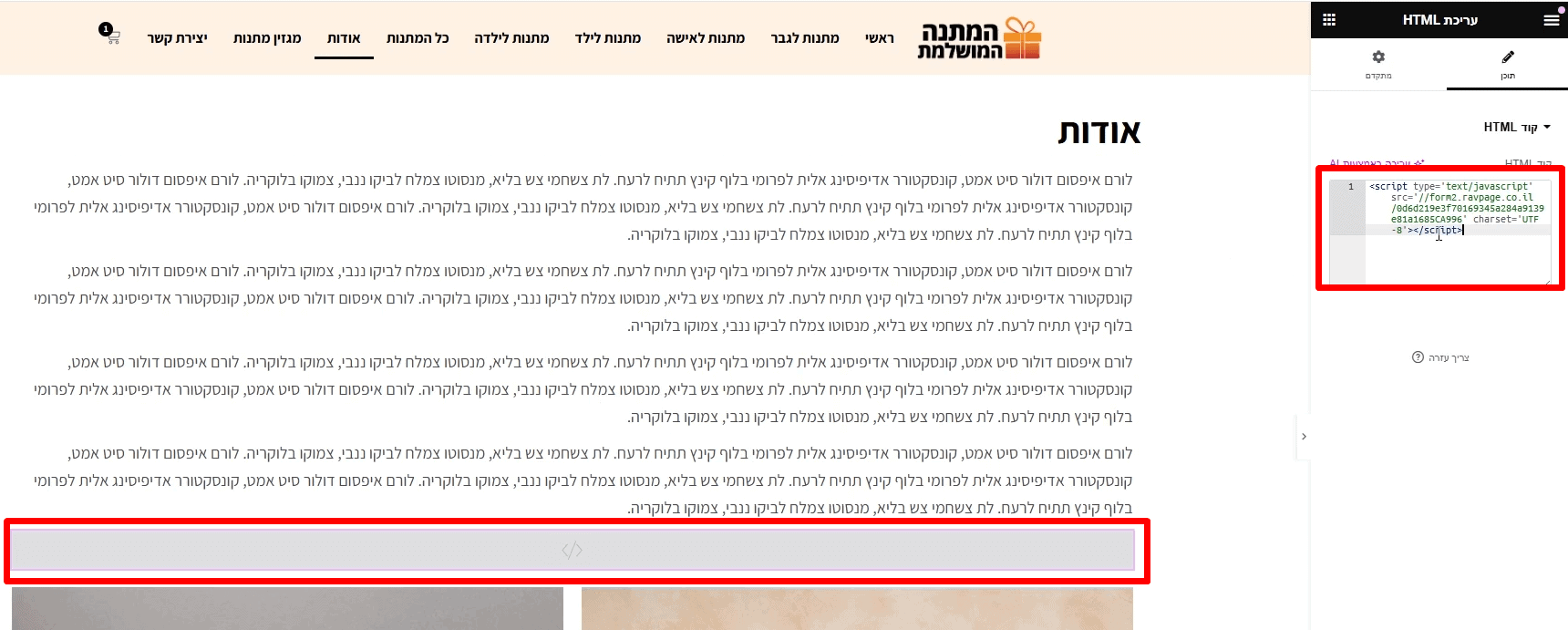הטמעת טופס רב מסר באלמנטור